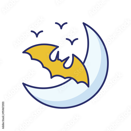 Eerie Moon icon vector stock illustration