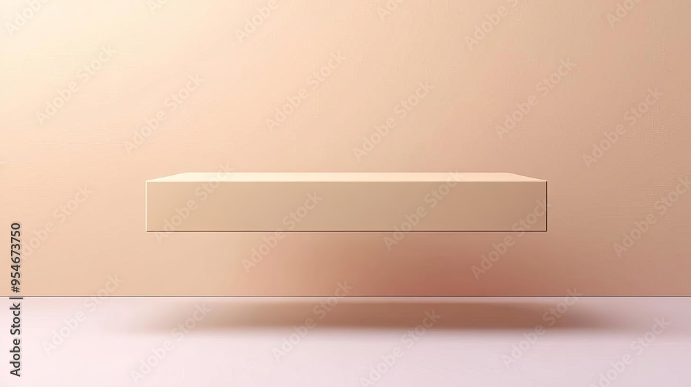 Minimalist beige shelf against a light pink wall. Perfect for showcasing products or creating a simple backdrop. Minimalist beige shelf against a light pink wall. Perfect for showcasing products or creating a simple backdrop.