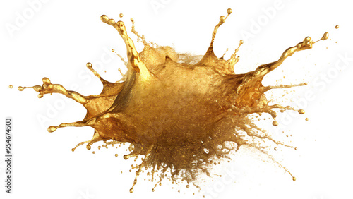 Golden splash on white background photo