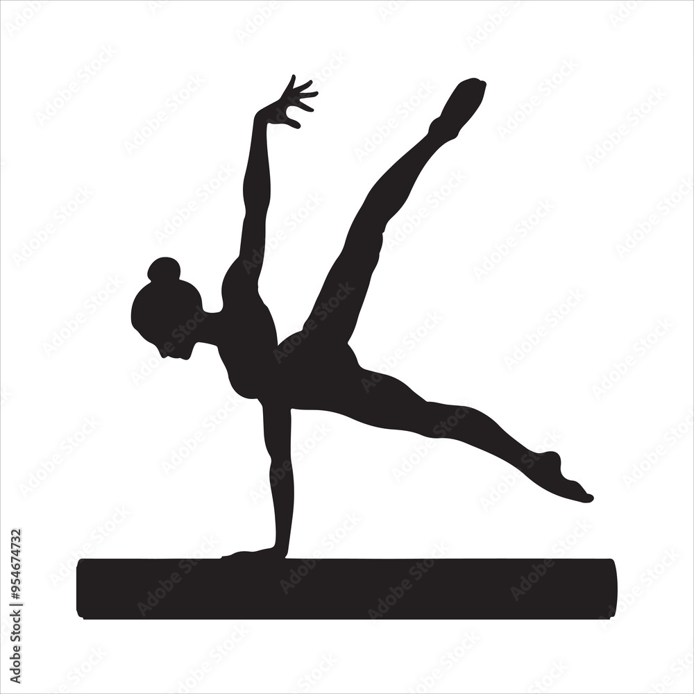 Fototapeta premium Emale artistic gymnastics silhouette on white background 