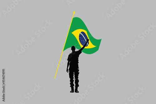A Man with Brazil flag, Brazilian National Flag, EPS Vector Illustration, Flag of the Federative Republic of Brazil, Illustration of the Brazil flag
