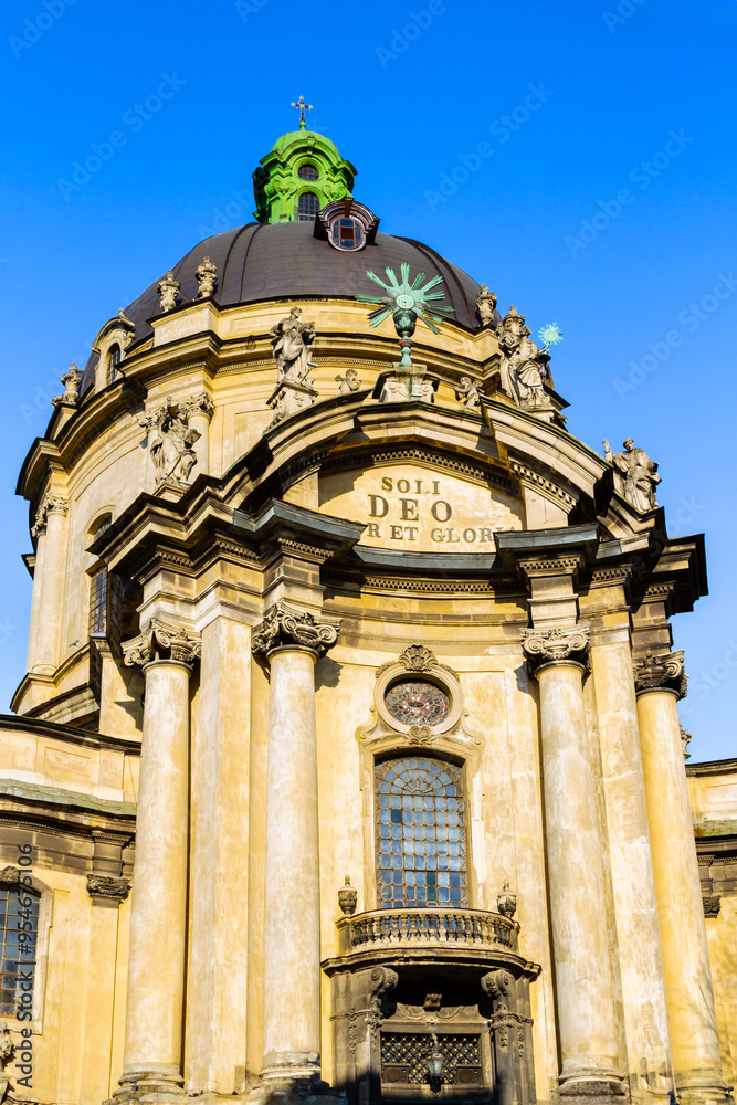Obraz premium Baroque Corpus Christi Church and Dominican Monastery. Now the Greek Catholic Church of the Holy Eucharist. Lviv, Ukraine