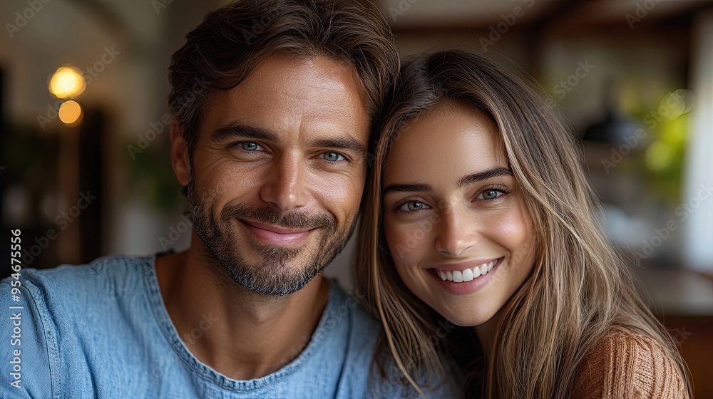 Young Couple with Key and Toy House for Property Deal Young Couple with Key and Toy House for Property Deal