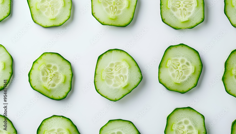 Slices of fresh cucumber on white background Slices of fresh cucumber on white background