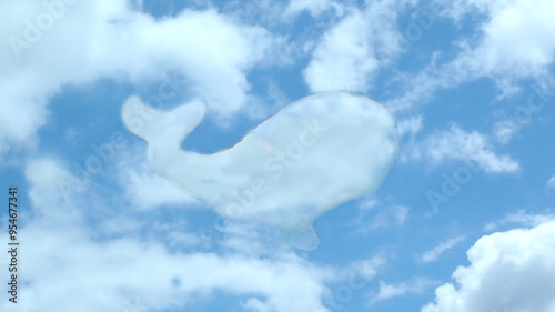 ちぎり絵、クジラ雲