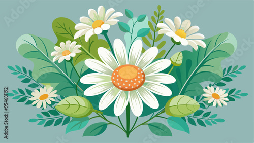 Flor margarita. Blanca. Flores. Sobre fondo transparente. Composici√≥n floral creativa. . Archivo png. Generado con IA