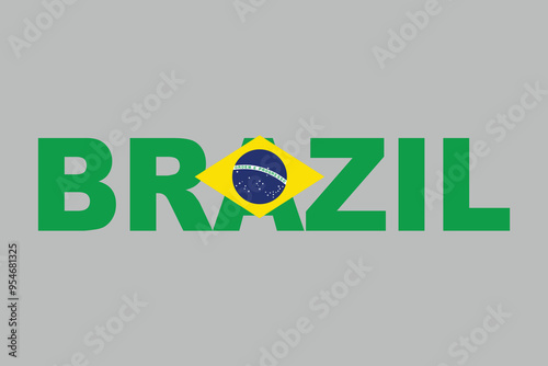 Brazil with heart shape, Brazil flag over green background vector illustration, Brazilian flag vector, Brazilian national flag graphic
