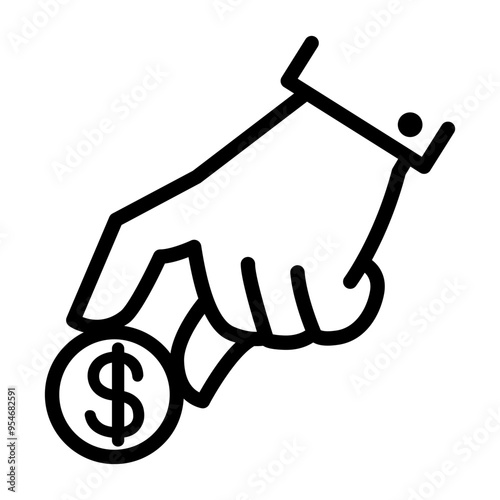 saving money icon in thin line style vector illustration graphic design