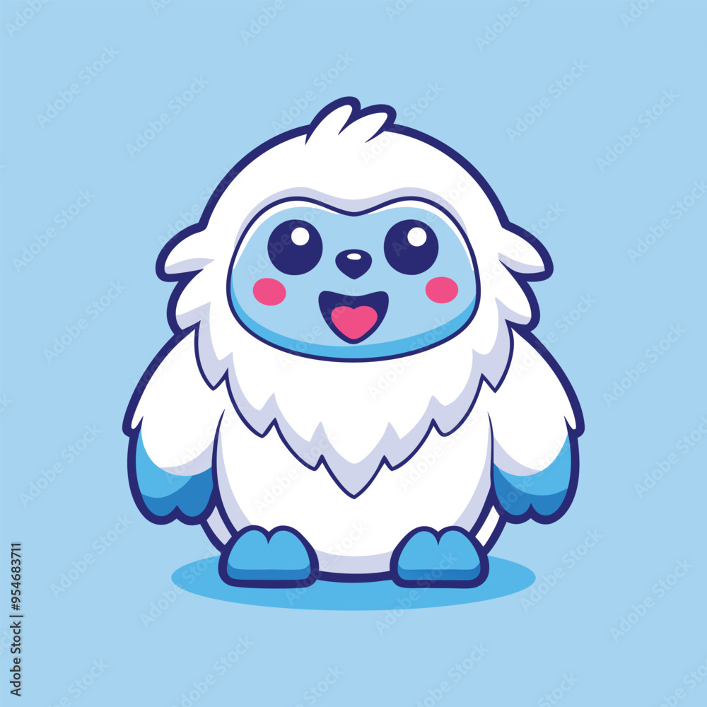 Obraz premium Cute Yeti Cartoon Vector Icon Illustration. Isolated Flat Cartoon Style