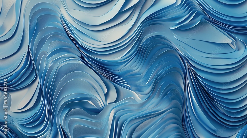Obraz premium An abstract background with flowing, wavy lines resembling the natural moveme nt of water, in a gradient of blue hues