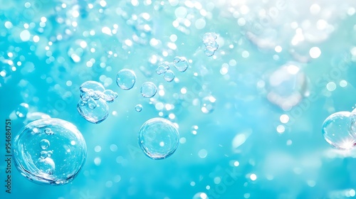 Abstract Blue Water Bubbles Background