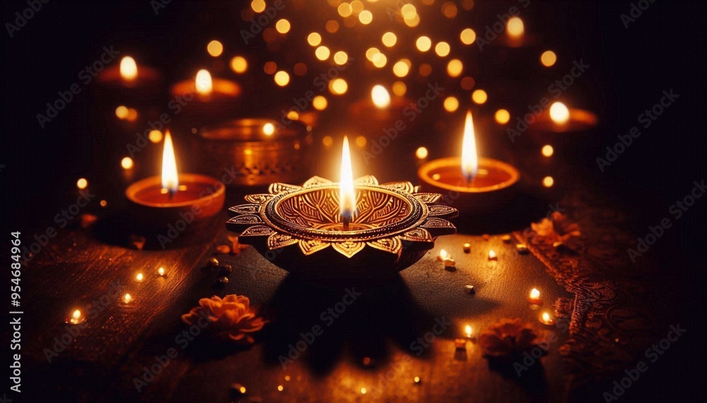 Happy Diwali Festival- a simle Diya lamps lit down during Diwali celebration. dark background. Indian festival Happy Diwali with Diwali Diya, holiday Background. Happy Diwali Festival- a simle Diya lamps lit down during Diwali celebration. dark background. Indian festival Happy Diwali with Diwali Diya, holiday Background.
