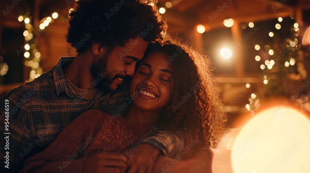 Young Couple Smiling at Each Other in Warm Sunlight, Capturing a Joyful and Romantic Moment in a Cozy, Rustic Setting Young Couple Smiling at Each Other in Warm Sunlight, Capturing a Joyful and Romantic Moment in a Cozy, Rustic Setting