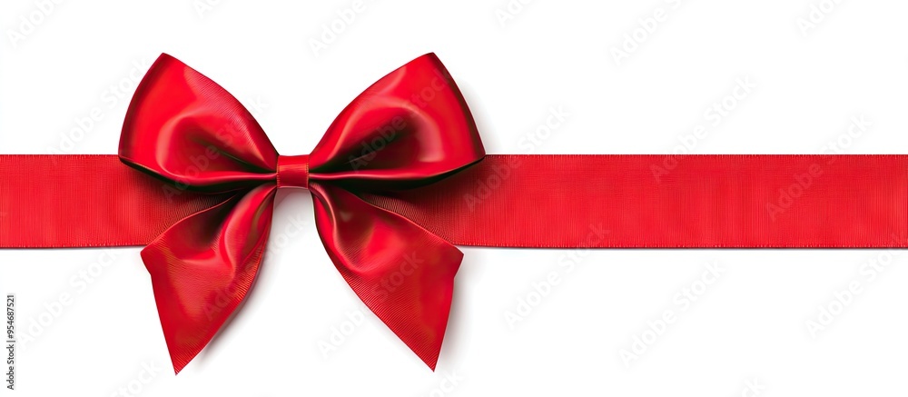 Large Red Bow with Ribbon on White Background. with copy space image. Place for adding text or design Large Red Bow with Ribbon on White Background. with copy space image. Place for adding text or design