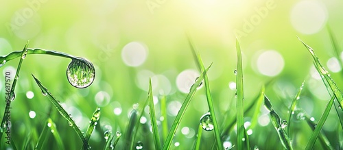 Close up of fresh grass wit...