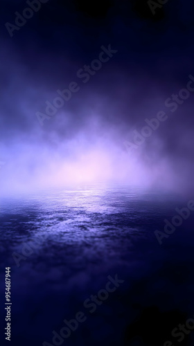 Purple misty sea with a mysterious glow.