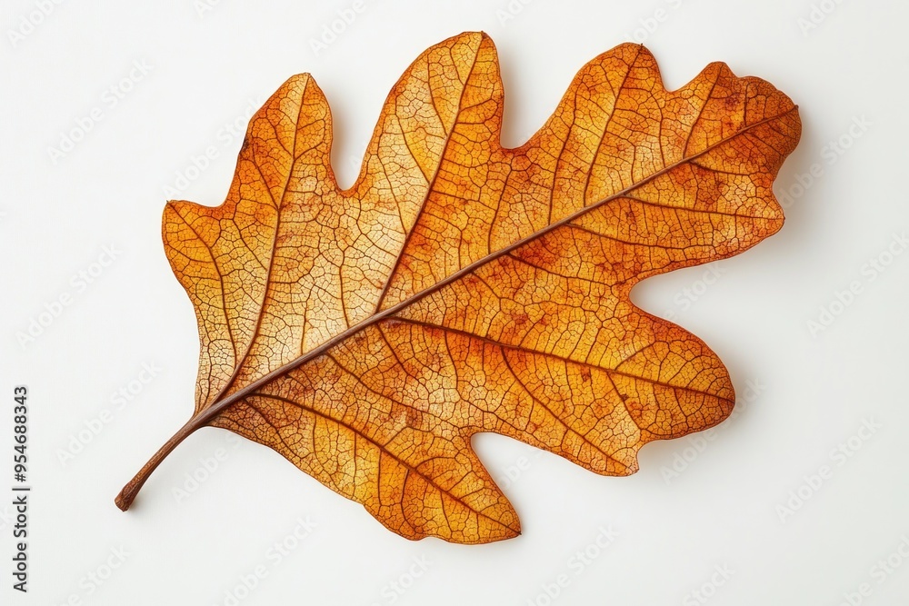 A Single Dried Oak Leaf on a White Background A Single Dried Oak Leaf on a White Background