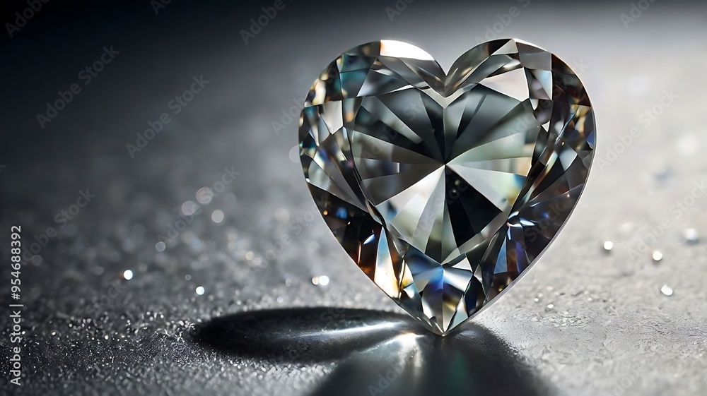 Heart Shaped Diamond Gemstone on Dark Grey Surface Heart Shaped Diamond Gemstone on Dark Grey Surface