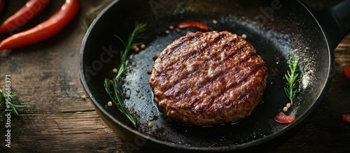 homemade hamburger patty in...