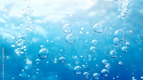 Wallpaper Mural Abstract Water Bubbles Background, Blue Liquid, Airy Texture Torontodigital.ca