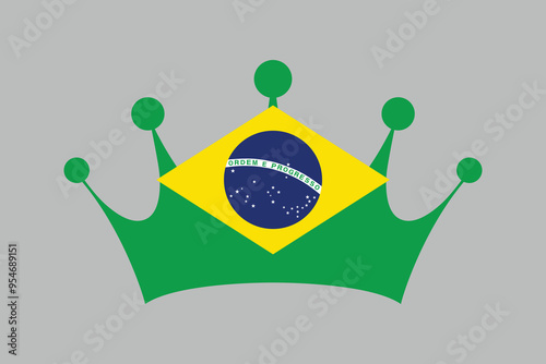 Brazil crown shape with Egypt flag, Brazilian National Flag, EPS Vector Illustration, Flag of the Federative Republic of Brazil, Illustration of the Brazil flag
