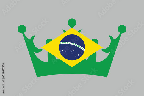 Brazil crown shape with Egypt flag, Brazilian National Flag, EPS Vector Illustration, Flag of the Federative Republic of Brazil, Illustration of the Brazil flag
