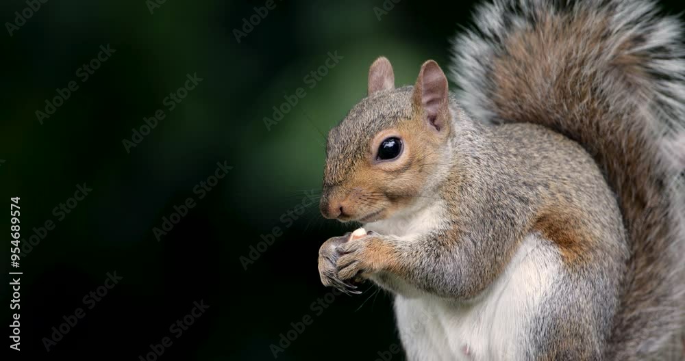 Portrait of a cute grey squirrel eating nut Portrait of a cute grey squirrel eating nut