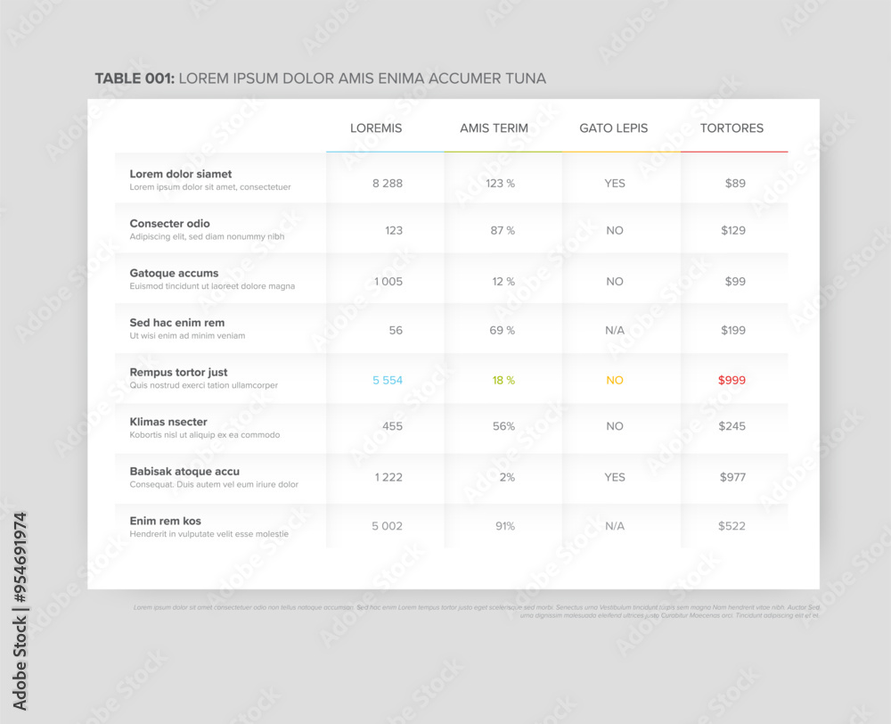 Multipurpose simple table layout template with nice minimalistic design ...