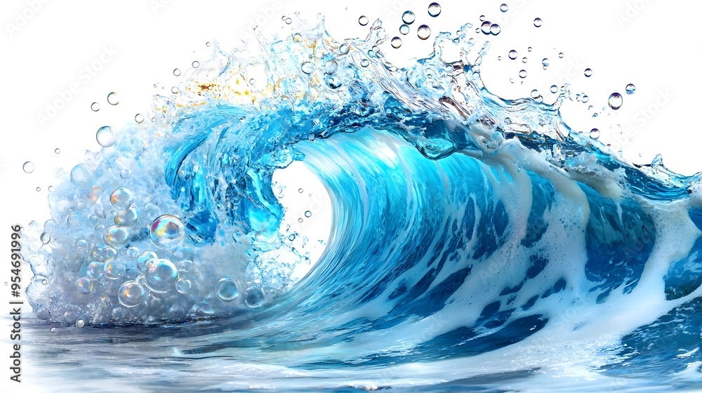 Blue Ocean Wave Splash with Bubbles Abstract Background Blue Ocean Wave Splash with Bubbles Abstract Background