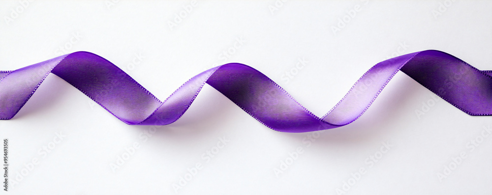 Purple ribbon on white background representing general cancer awareness ...