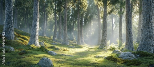 A enchanting pine tree fore...