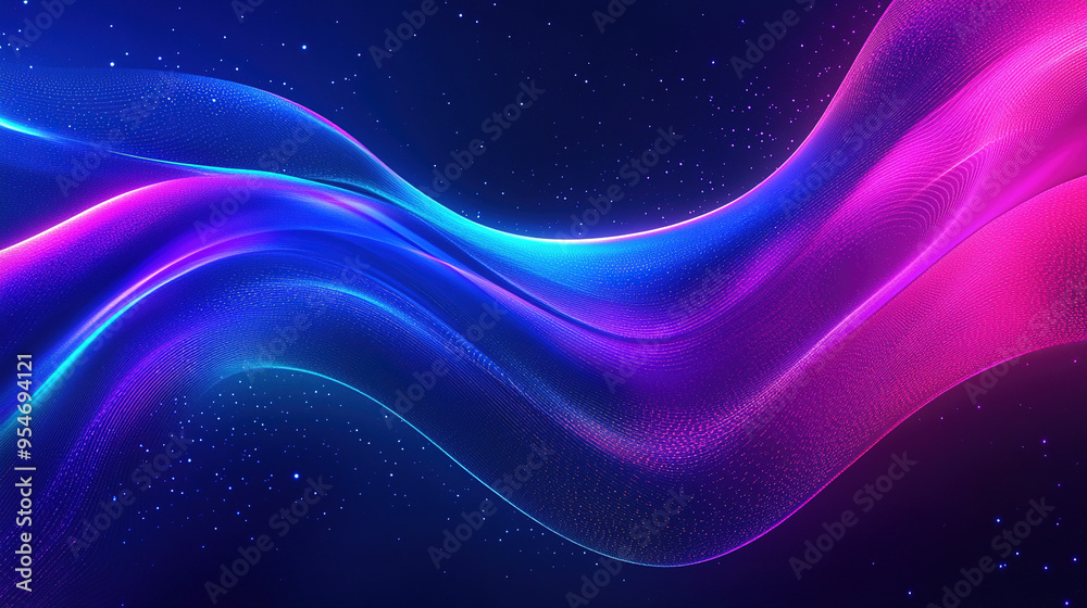 Minimalist neon wave background with soft neon blue-violet waves glowing on a dark background, creating a clean and modern aesthetic. Minimalist neon wave background with soft neon blue-violet waves glowing on a dark background, creating a clean and modern aesthetic.