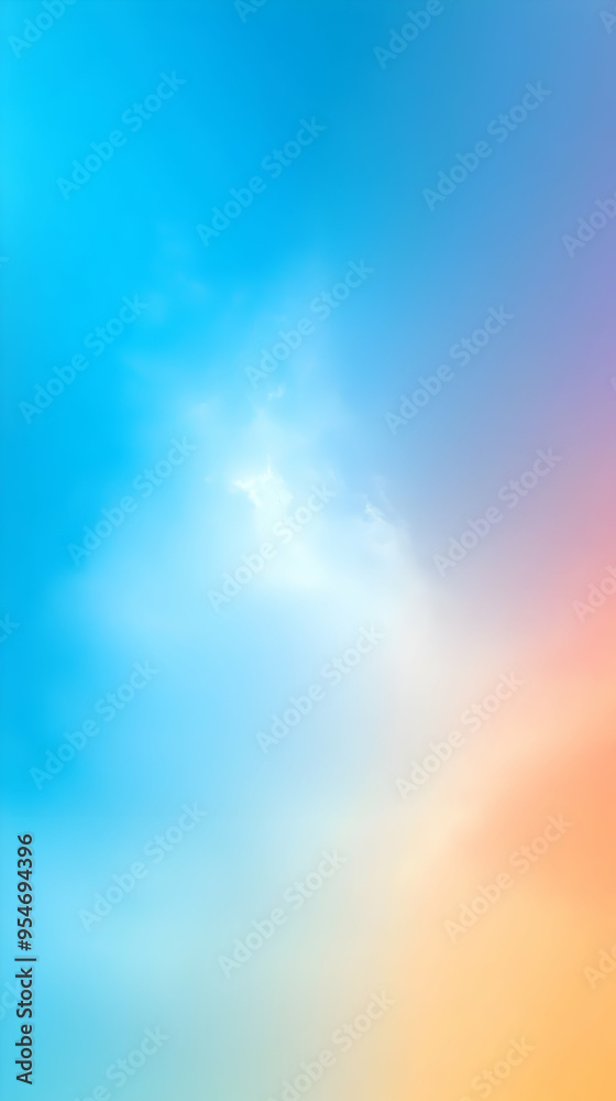 Soft, pastel blue, pink, and yellow sky with white clouds. Soft, pastel blue, pink, and yellow sky with white clouds.