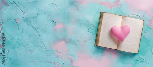 Top view of an open book wi...
