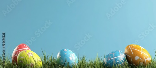 easter eggs on grass with a...