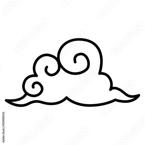 Chinese cloud icon in thin line style vector illustration graphic design