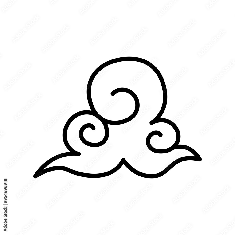Chinese cloud icon in thin line style vector illustration graphic design Chinese cloud icon in thin line style vector illustration graphic design