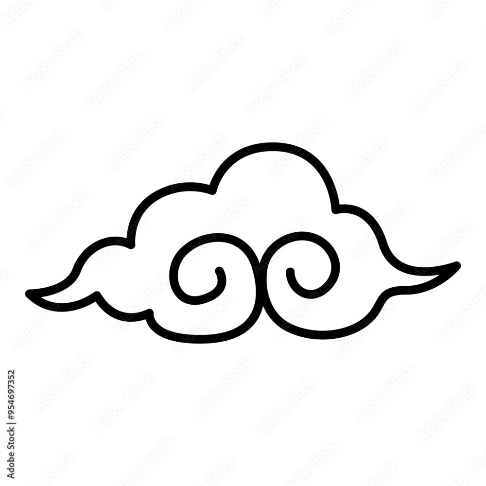 Chinese cloud icon in thin line style vector illustration graphic design Chinese cloud icon in thin line style vector illustration graphic design