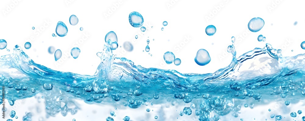 Blue Water Splash & Bubbles - Refreshing Abstract Background Blue Water Splash & Bubbles - Refreshing Abstract Background