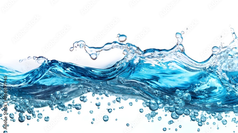 Blue Water Splash & Bubbles, Clean Abstract Background Blue Water Splash & Bubbles, Clean Abstract Background