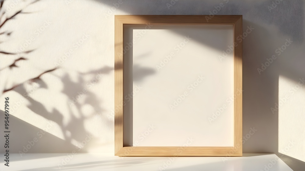 Fototapeta premium Minimalist Wooden Frame in Soft Ambient Light
