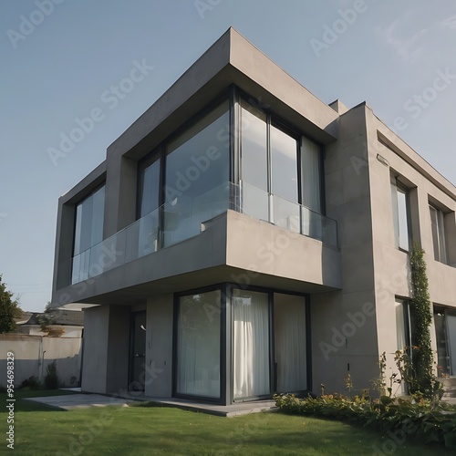 Exterior photo of a minimalist modern house