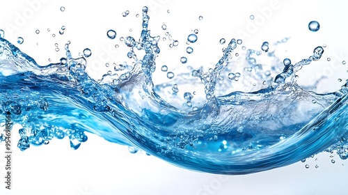 Blue Water Splash, Abstract Background, Liquid Texture