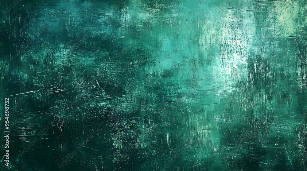 Fototapeta premium Moody Green Textured Surface with Visible Scratches and Subtle Light Reflections