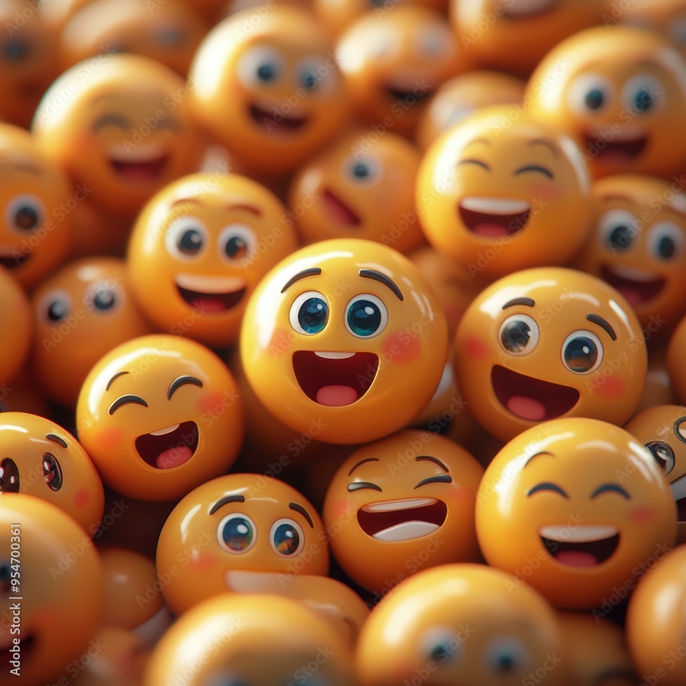 A vibrant collection of smiling emoticons conveying joy and excitement, ideal for use in social media, marketing, and communication design projects, A vibrant collection of smiling emoticons conveying joy and excitement, ideal for use in social media, marketing, and communication design projects,