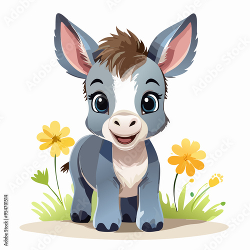 Donkey Cute Small Cartoon Baby Animal Character
