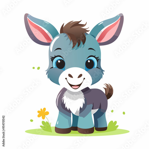 Donkey Cute Small Cartoon Baby Animal Character

