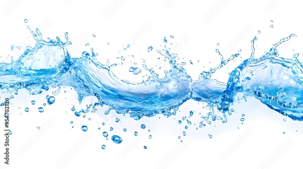 Blue Water Splash, Isolated on White Background Blue Water Splash, Isolated on White Background