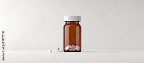 bottle and pills set agains...
