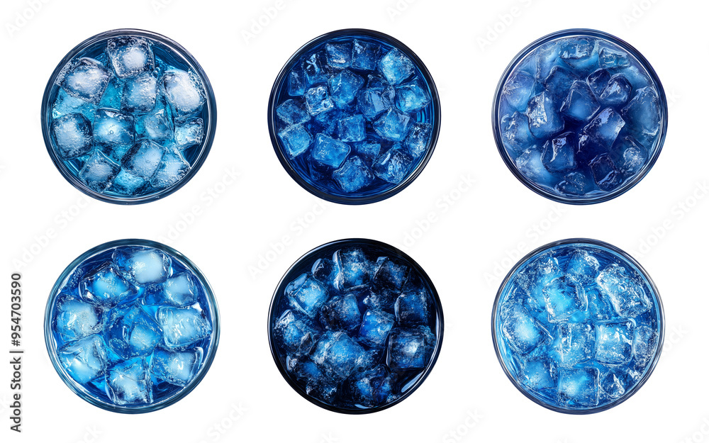 a set glass of blue drinks isolated on a transparent or white background, top view, cut-out, PNG a set glass of blue drinks isolated on a transparent or white background, top view, cut-out, PNG